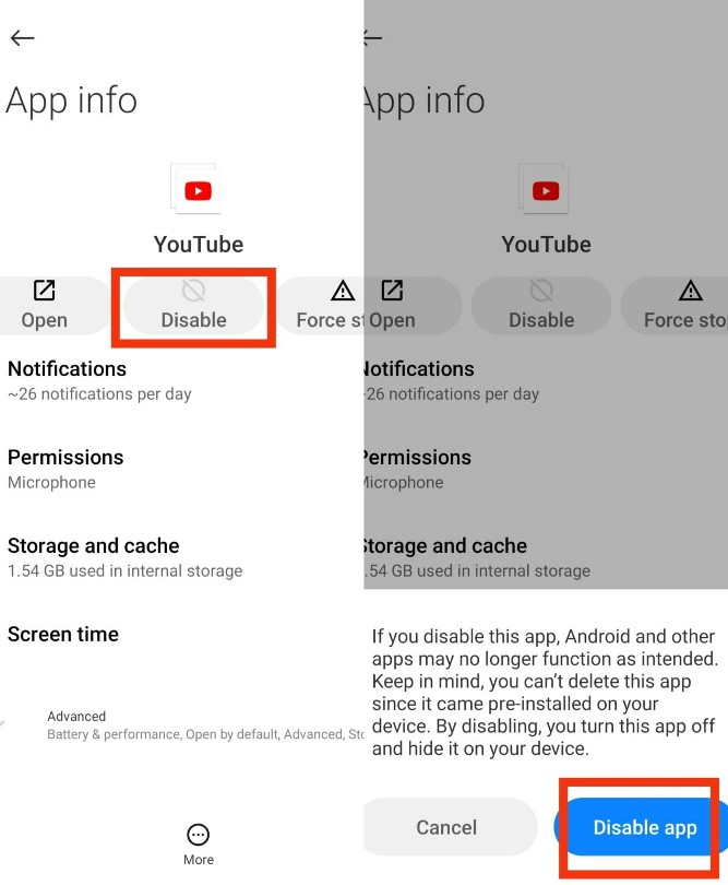 Uninstall YouTube On Android Phone - Disable